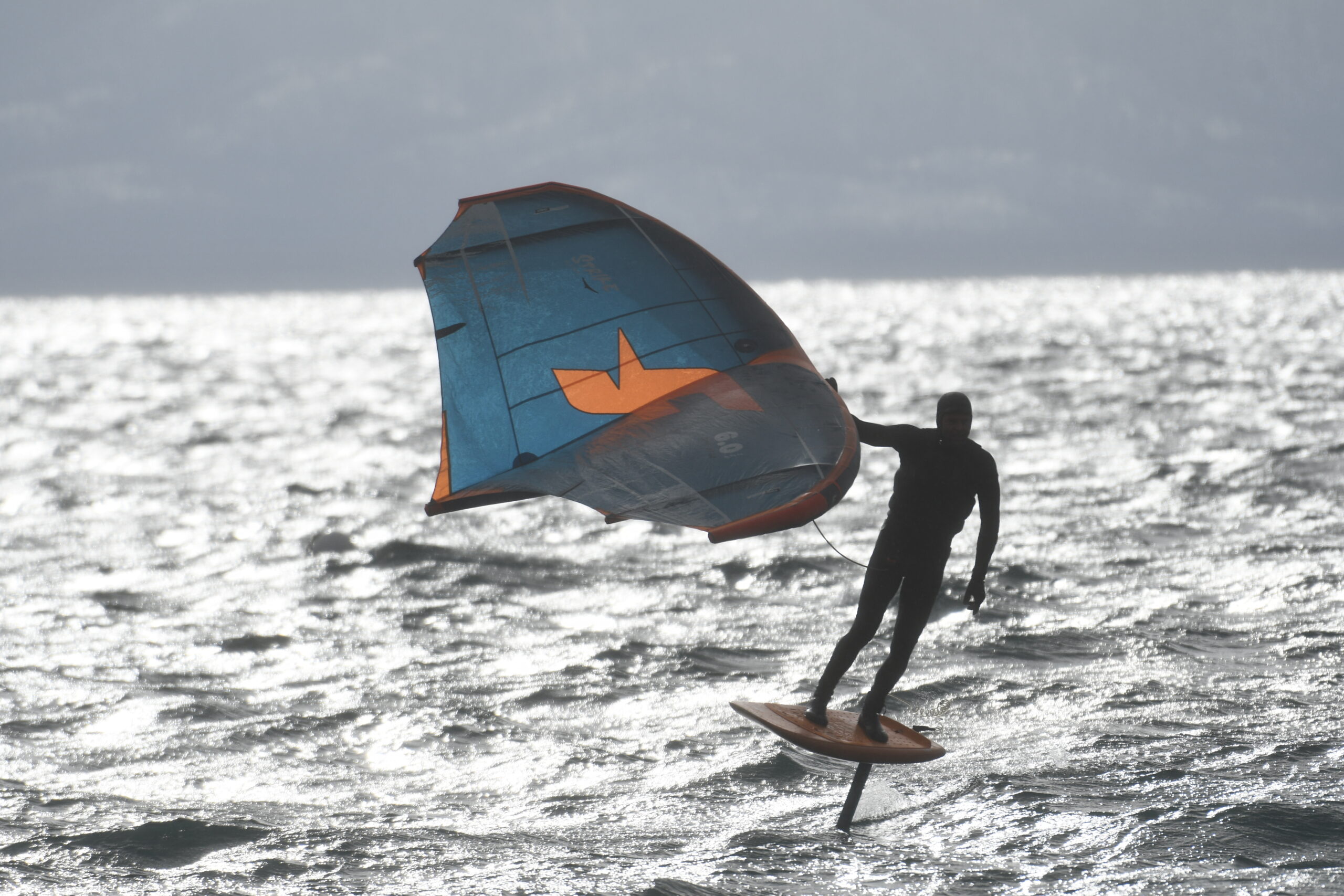 Wingfoiling session on the water