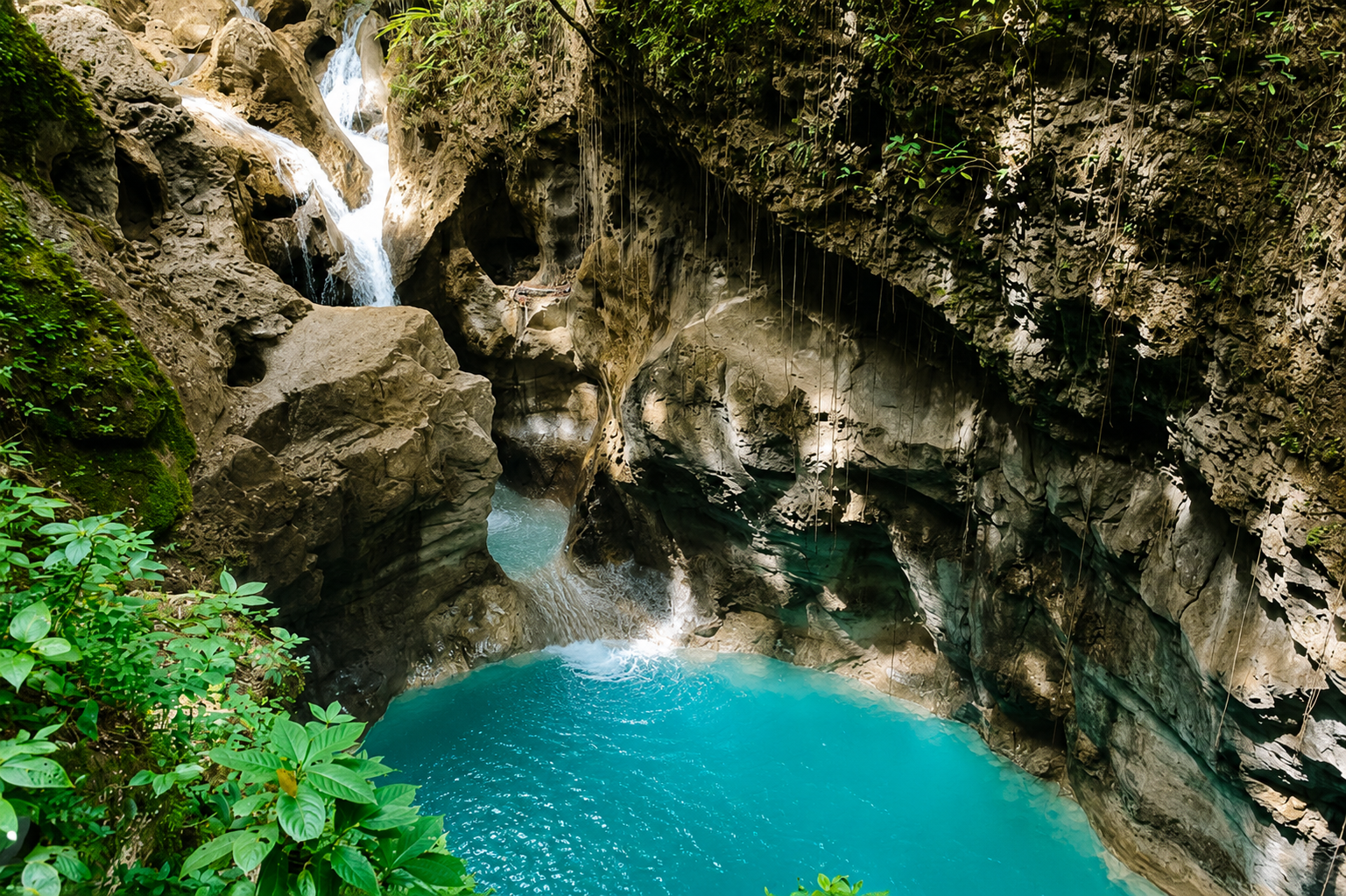 Canyoning through the Cola de Pato jungle river